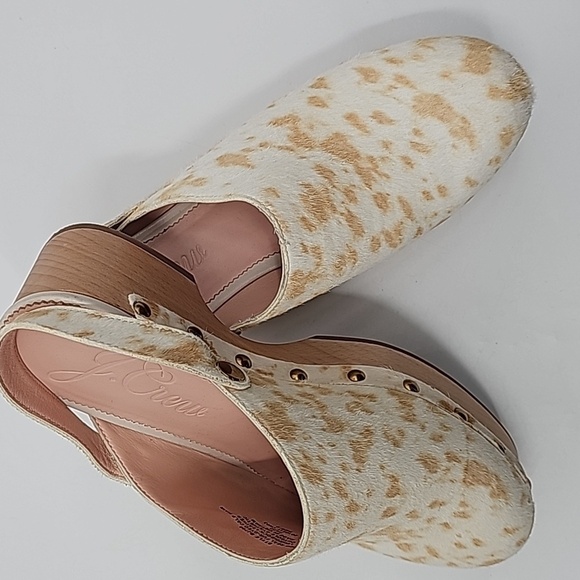 J Crew Calfhair Cowprint Convertible Wood Clogs - Picture 11 of 14